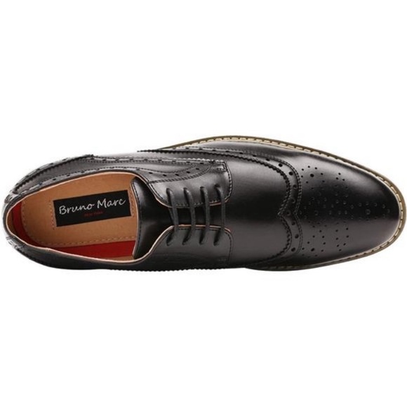 Men's Prince Classic Modern Formal Oxford Wingtip Lace Up Dress Shoes - Picture 6 of 9